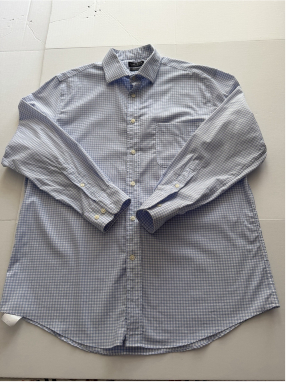Lauren Ralph Lauren men's long-sleeve dress shirt blue and white check